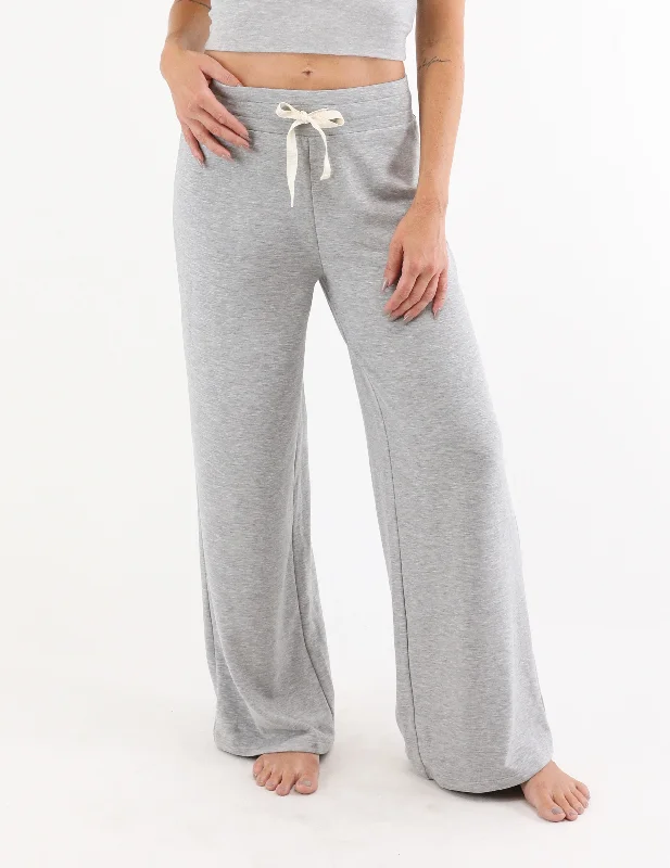 Cloud Fleece Pant: Heather Grey Elegant Palazzo Trousers