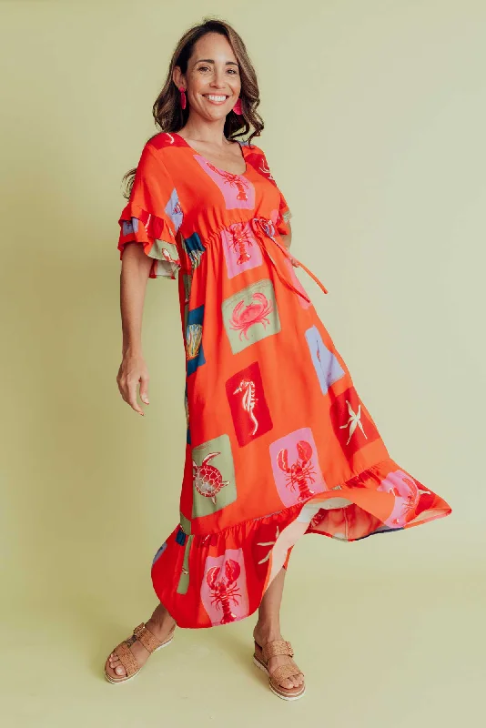 Rosemarie Orange Sea Frill Dress Tunics Luxurious high-end