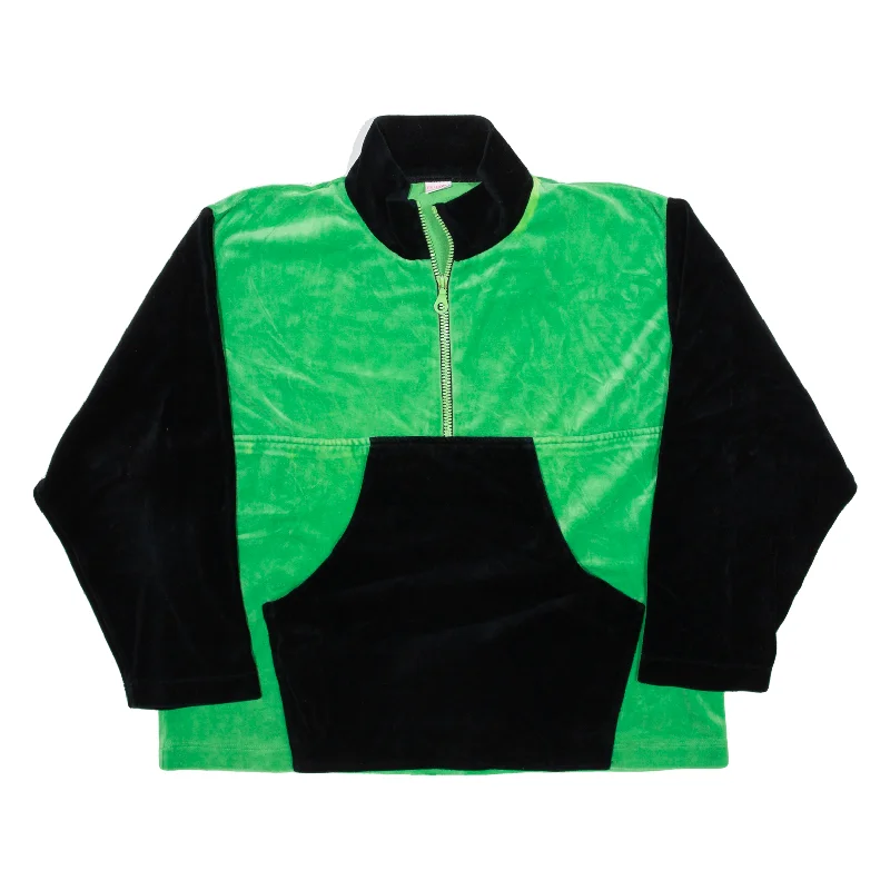 BELDONA Sweatshirt Green 1/2 Zip Womens M Hoodie with Tie-Dye Psychedelic Retro