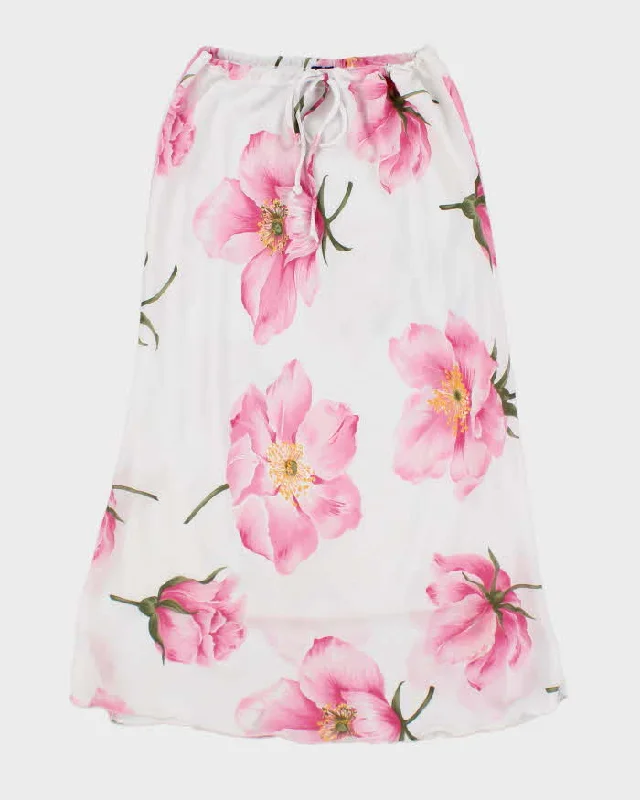 Vintage Floral Flowy Skirt - S silk skirt elegant