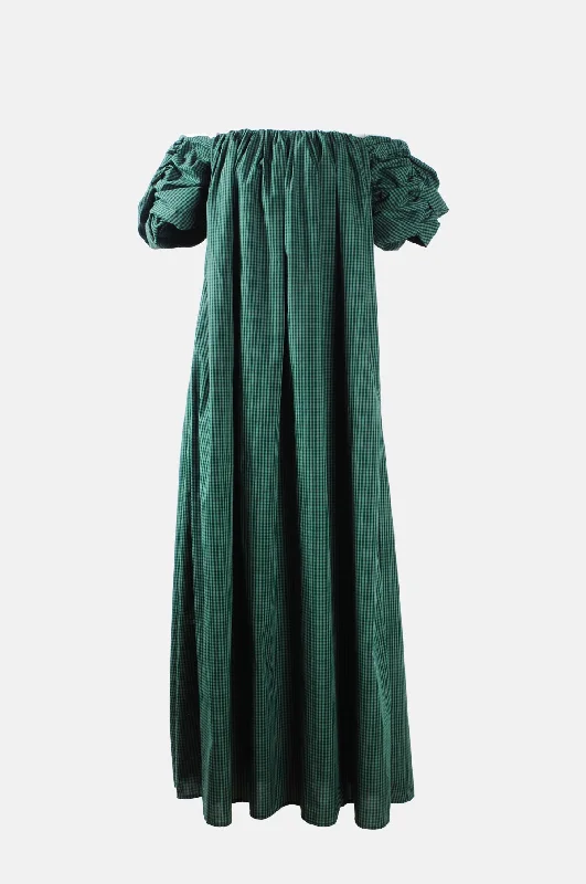 Lilou Elasticated Dress Green Check Tunics Practical durable