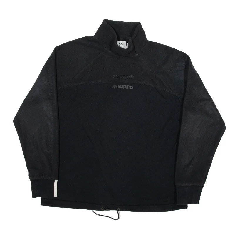 ADIDAS Sweatshirt Black Collared Womens UK 8 Hoodie with Contrast Stitching Detailed Premium
