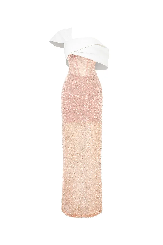 Meteor Sheath Sequin Mesh Lace Ankle Length Dress Tunics Lace romantic