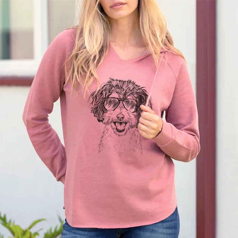 Aviator Carlos the Cavapoo - Cali Wave Hooded Sweatshirt Hoodie with Sequins Glamorous Eye-catching