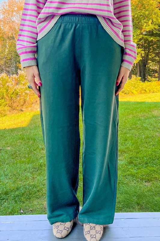 Willa Wide Leg Pants - Spruce Warm Wool Trousers