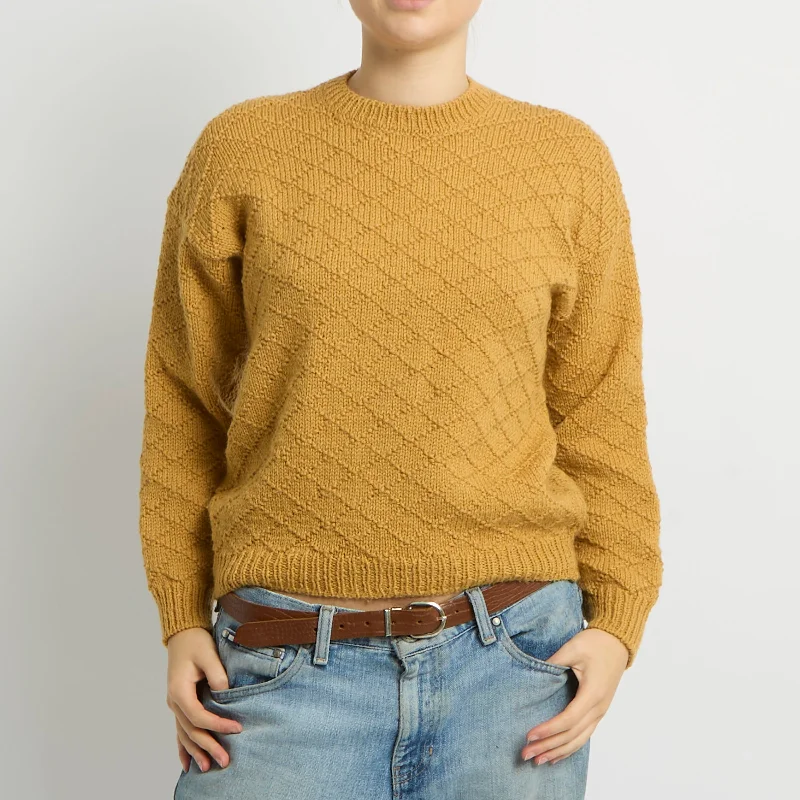 Chunky Knit Sweatshirt - UK 12 Hoodie with Hem Embroidery Detailed Premium