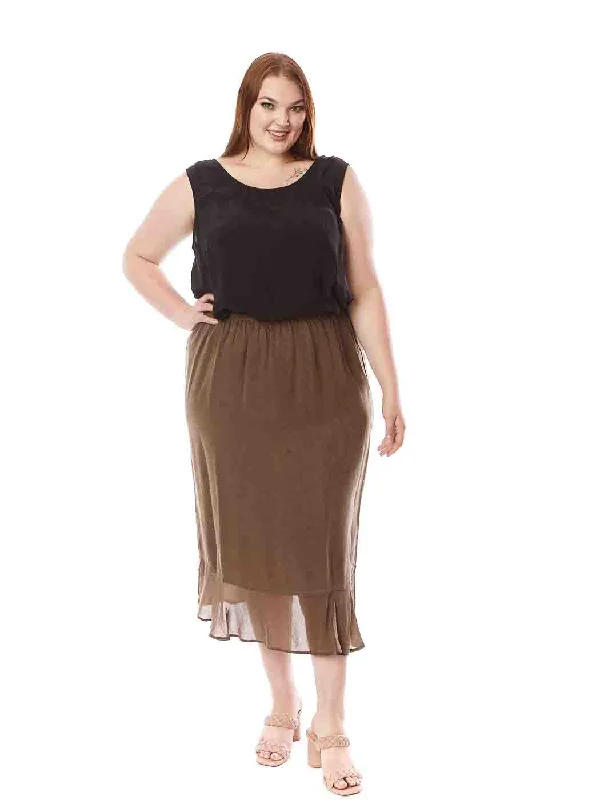 Tianello "Plus Sized" Sueded Japanese "Cupro"   "Rose"  Jacquard "Tulip" Skirt velvet skirt plush