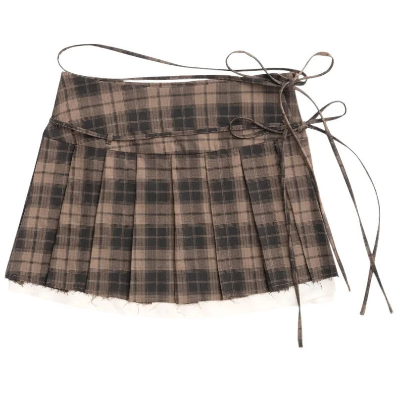 [MAISON SPECIAL]Pleats Wrap Mini Skirt/BROWN(21242515205) cashmere skirt plush