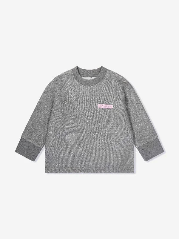 Palm Angels Girls Lurex Open Back Sweatshirt in Grey Hoodie with Magnetic Closure Innovative Modern