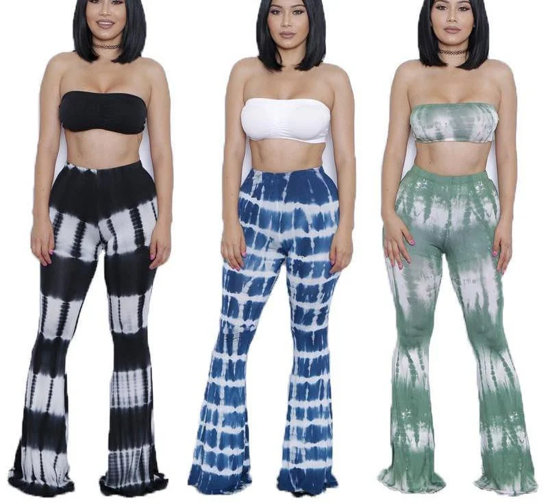 two piece gradient print flare pants women jumpsuit Off shoulder casual jumpsuit romper Plus size sexy jumpsuit Trendy High-Waist Trousers