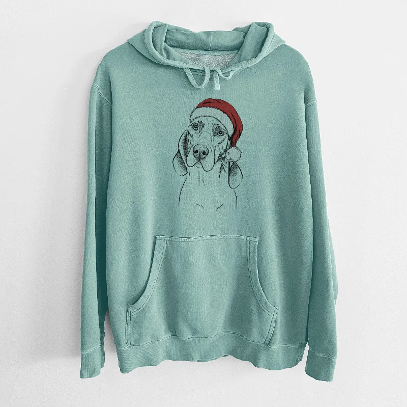 Santa Hat Norman the Plott Hound - Unisex Pigment Dyed Hoodie Hoodie with Logo Branding Identity