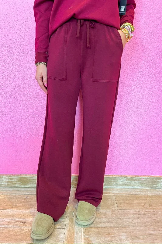 Call To Action Pants - Wine Elegant Silk Pants