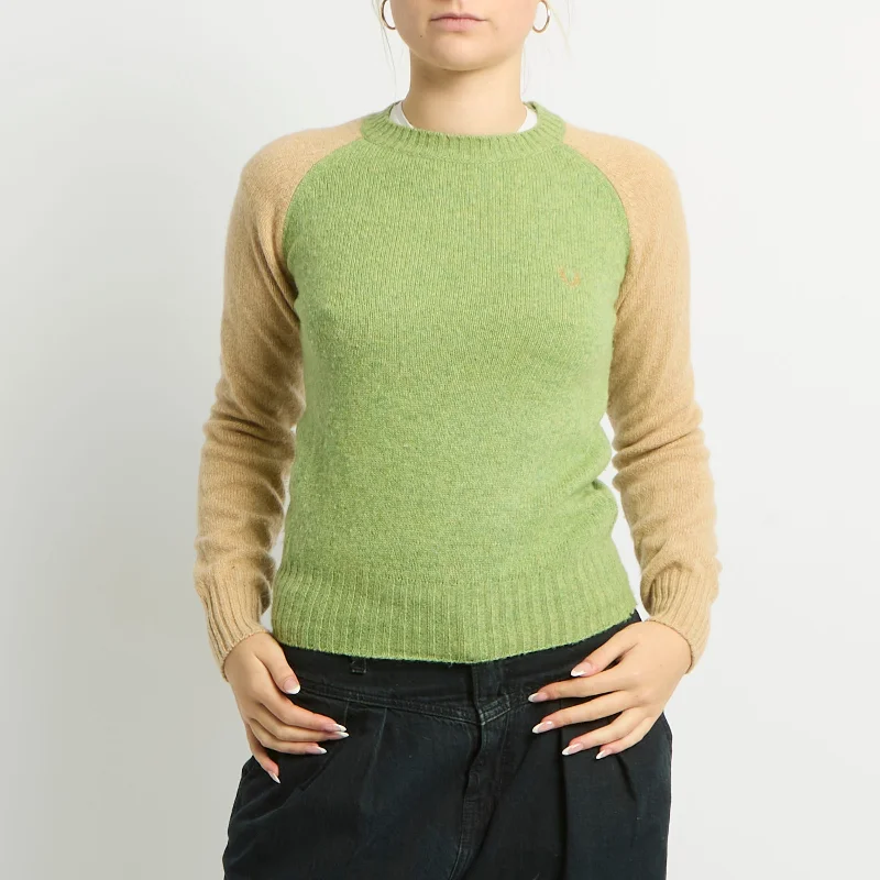Fred Perry Fine Knit Sweatshirt - UK 8 Cotton Hoodie Fleece Lining Warmth
