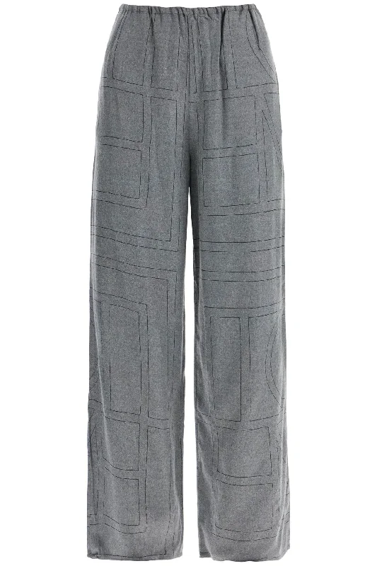 Toteme Women's High-Waisted Modal Flannel Palazzo Pants In  Pattern Formal Wide-Leg Pants