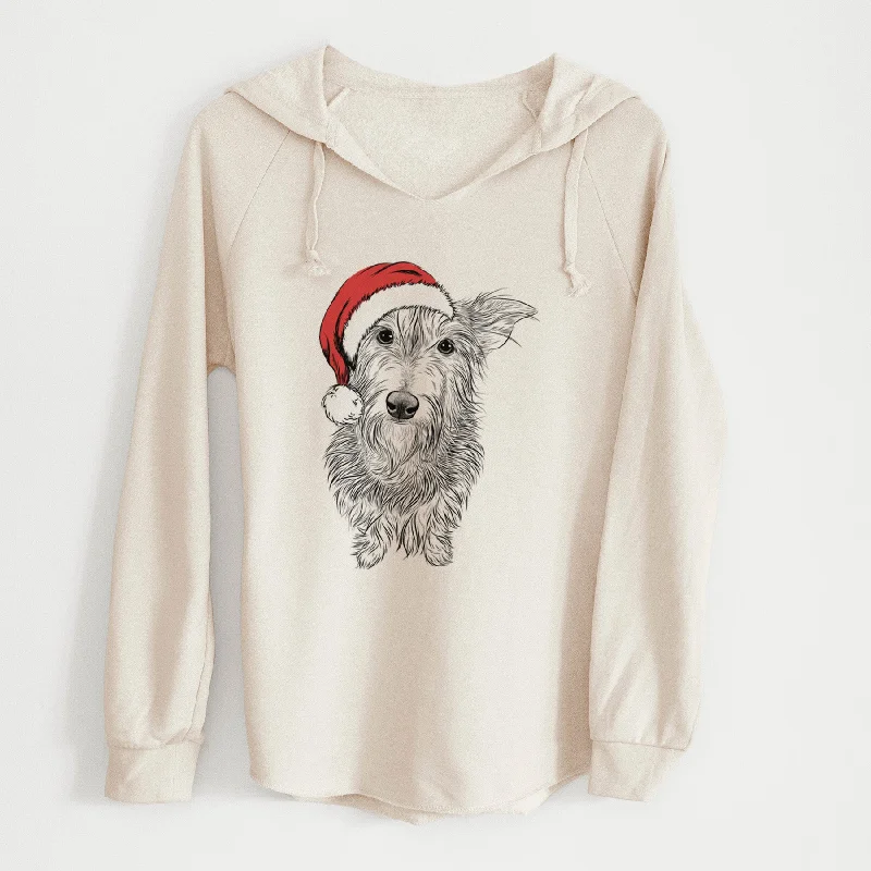 Santa Frida Doggo the Rescue Terrier Mix - Cali Wave Hooded Sweatshirt Hoodie with Monochrome Minimalist Simple