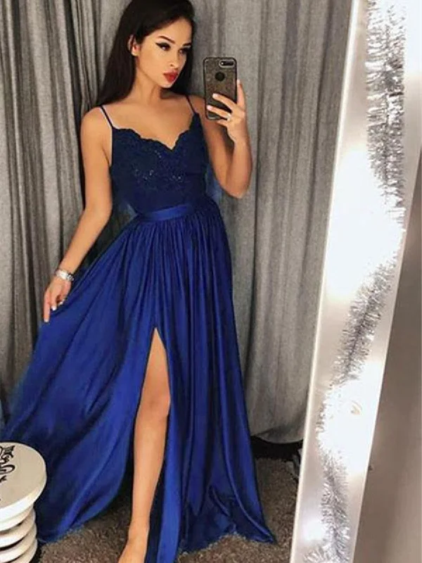 Custom Made A Line V Neck Royal Blue Lace Prom Dresses, Royal Blue Lace Formal Dresses, Evening Dresses Tunics Custom made Custom Made A Line V Neck Royal Blue Lace Prom Dresses, Royal Blue Lace Formal Dresses, Evening Dresses Tunics Custom made