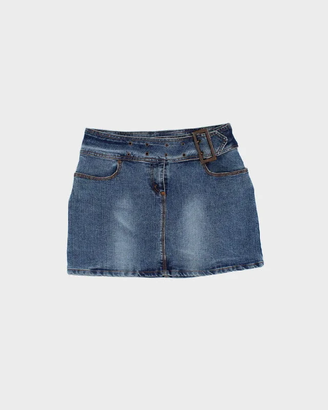 Y2K 00s Jordache Belted Denim Mini Skirt - M linen skirt relaxed
