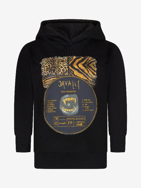 Roberto Cavalli Girls Hoodie Hoodie with Drop Shoulder Relaxed Streetwear