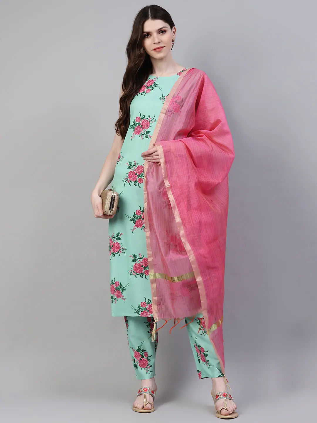 Women's Printed Rayon Straight Kurta Pant Dupatta Set-01umkpdset-XS Chic Faux Leather Pants