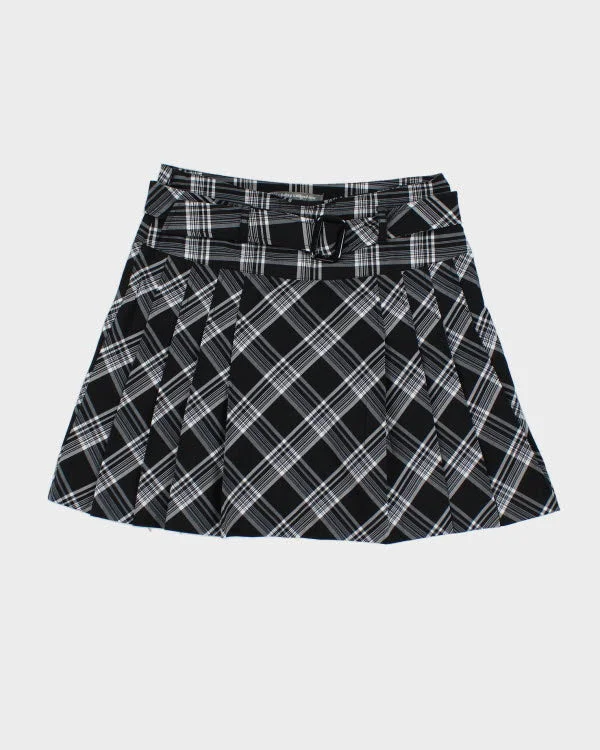 Y2k 00s Pleated Checked Skirt - S asymmetrical skirt cut