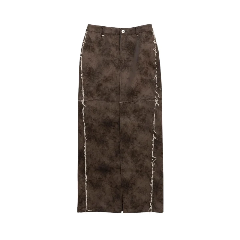 [MAISON SPECIAL]Vegan Leather Tight Skirt/BROWN(21242515305) velvet skirt glossy