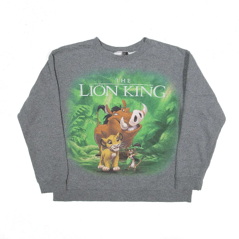 DISNEY The Lion King Sweatshirt Grey Womens M Hoodie Crop Top Short Trendy