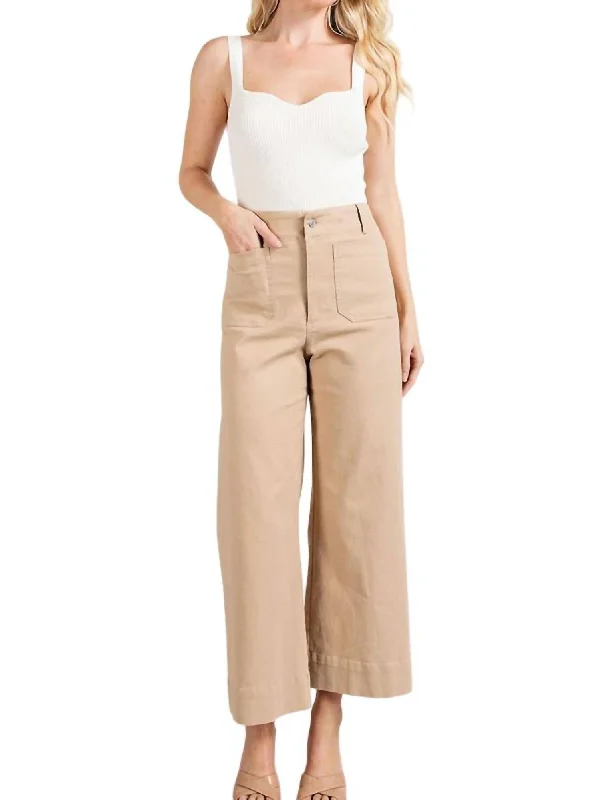 Wide Leg Pant In Taupe Casual Yoga Pants