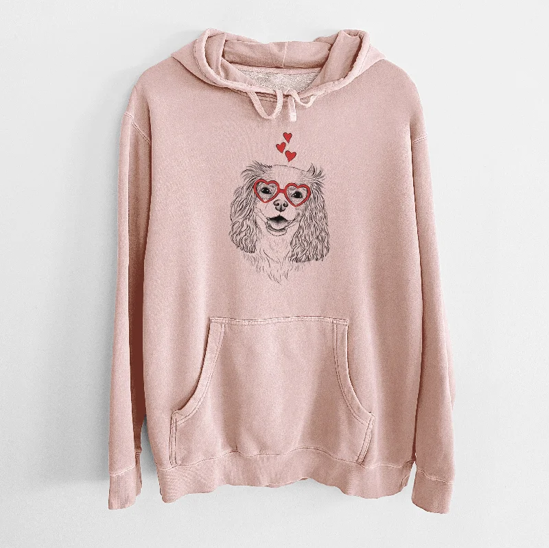 Valentine Halley Comet the Cavalier King Charles Spaniel - Unisex Pigment Dyed Hoodie Hoodie with Cuffed Sleeves Snug Secure