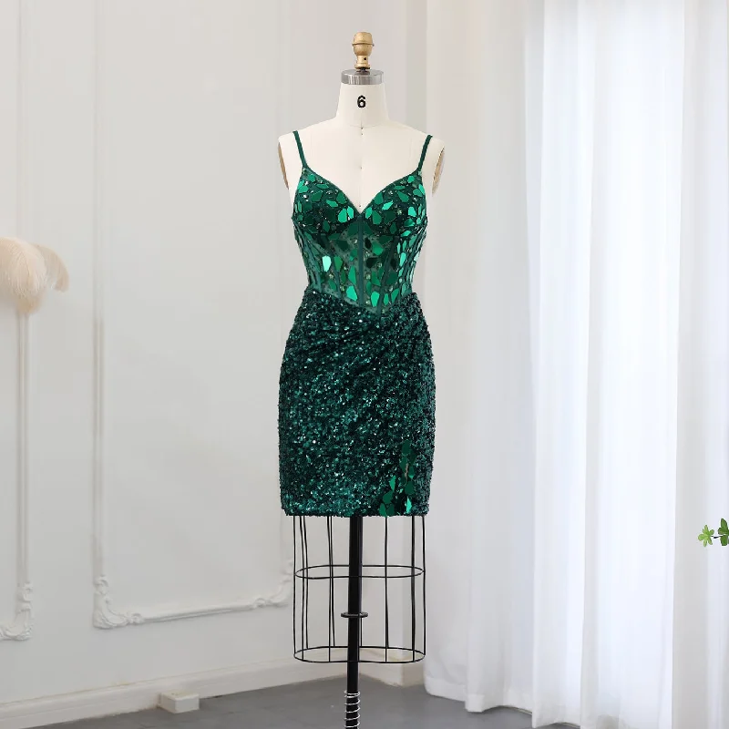 Sharon Said Sparkly Emerald Green Short Prom Cocktail Dresses for Women Birthday Luxury Sequin Wedding Evening Party Gowns SS008 Maxi Flowy Bohemian Sharon Said Sparkly Emerald Green Short Prom Cocktail Dresses for Women Birthday Luxury Sequin Wedding Evening Party Gowns SS008 Maxi Flowy Bohemian