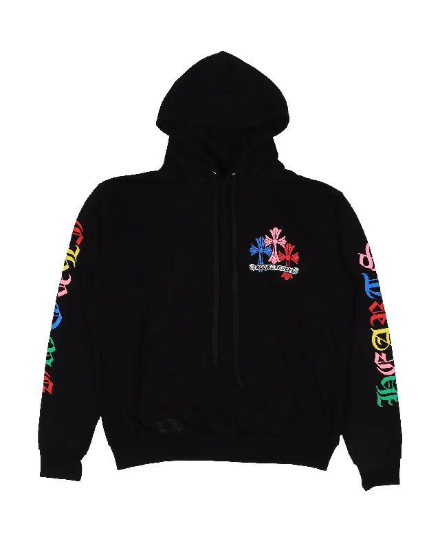 Multicolor Cross Logo Hoodie Hoodie with Half-Zip Sporty Casual