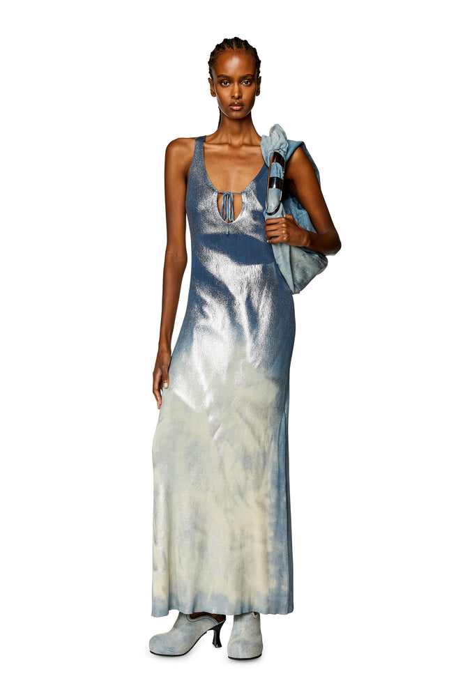Long knit dress with metallic effects Tunics Hiking breathable