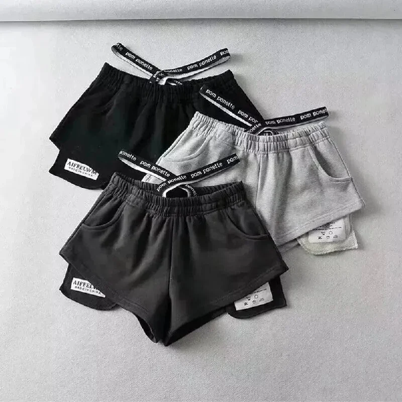 Women's High Waist Running Athletic Gym Hot Pants Classic Straight Pants