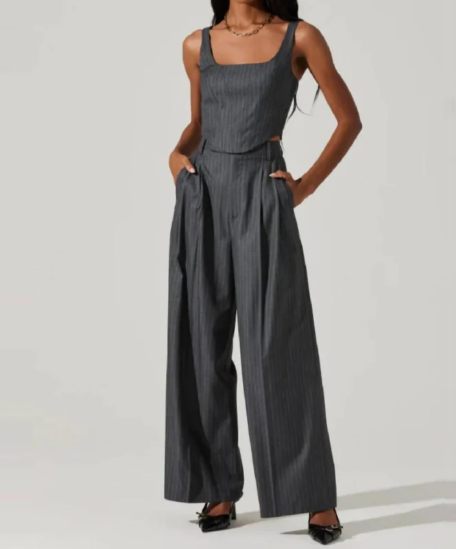 The Label Milani Wide Leg Pants In Fossil Grey Relaxed Lounge Trousers
