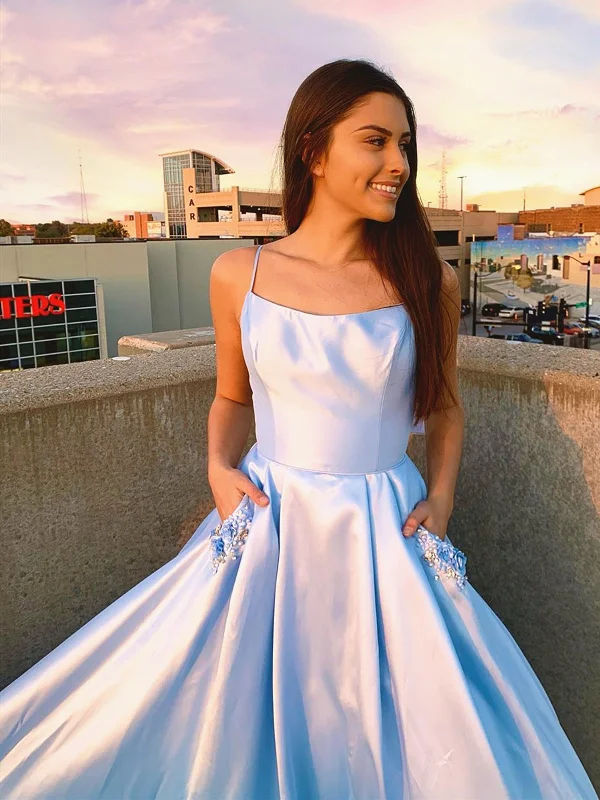 Backless Light Blue Long Prom Dress with Pockets, Backless Long Blue Formal Evening Dresses Bodycon Club Sequined Backless Light Blue Long Prom Dress with Pockets, Backless Long Blue Formal Evening Dresses Bodycon Club Sequined