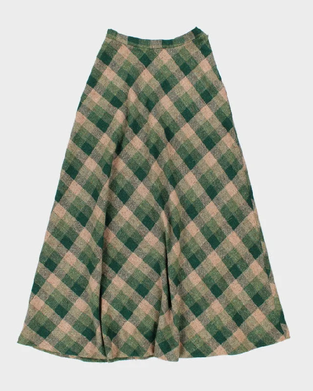 Wool Blend Check Skirt - S linen skirt airy