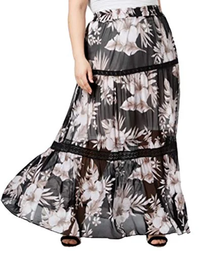 Plus Size Lace-Inset Maxi Skirt maxi skirt elegant