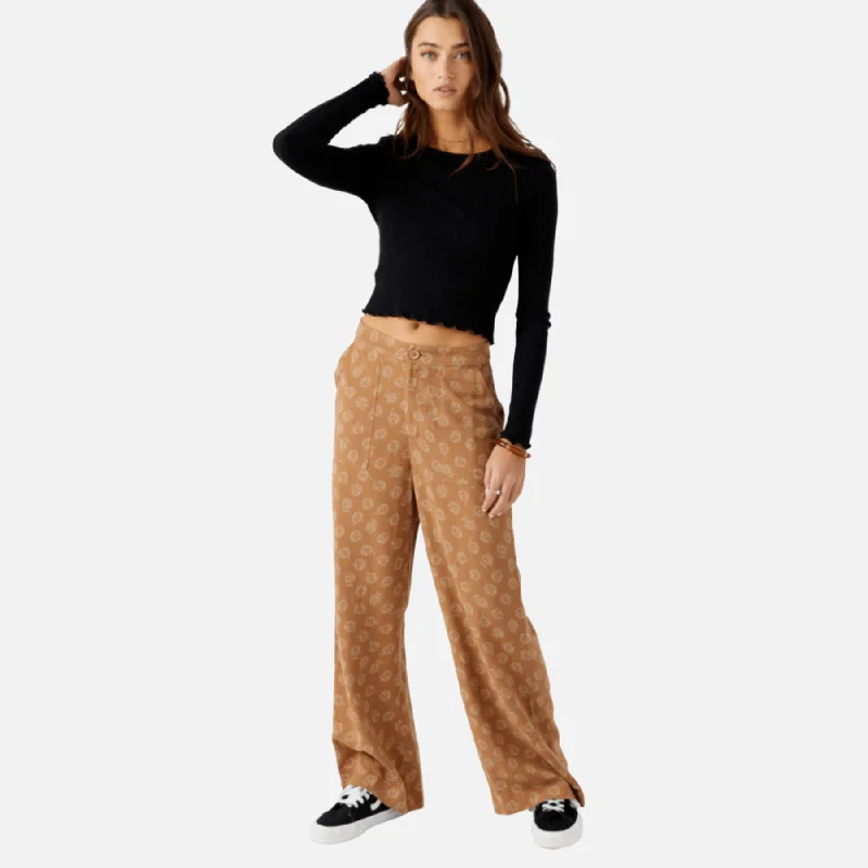 O'Neill Rylan Velley Floral Wide Leg Pants - Tobacco Brown Trendy Printed Pants