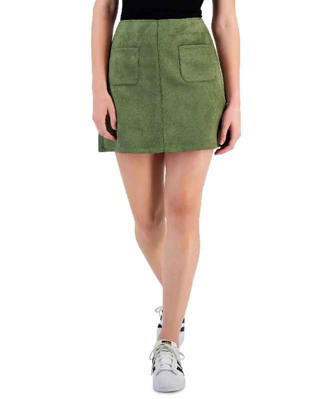 Juniors' Faux-Suede A-Line Mini Skirt seamless skirt comfort