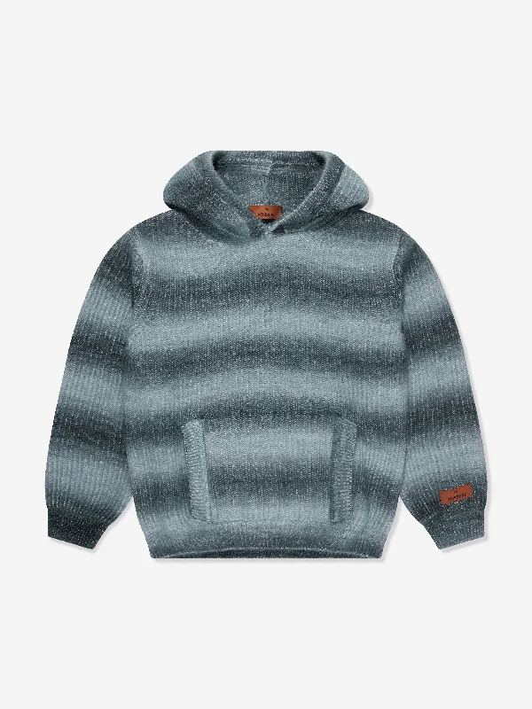 Missoni Kids Knitted Hoodie in Grey Hoodie with Elastic Cuffs Stretchable Comfortable