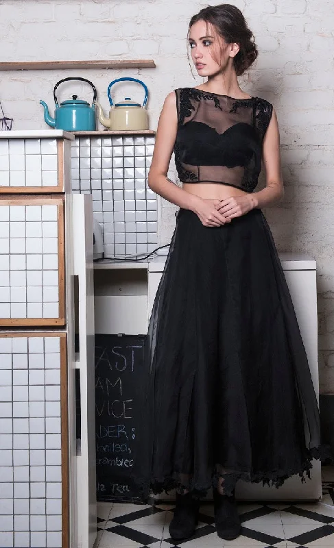 Licorice Sheer Crop & Skirt set corduroy skirt durable
