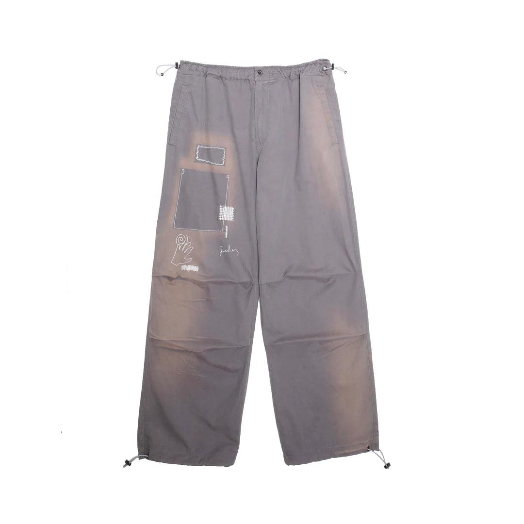 Jungles Jungles Repaired Butt Zip Pants "Grey" Comfy Zip-Up Pants