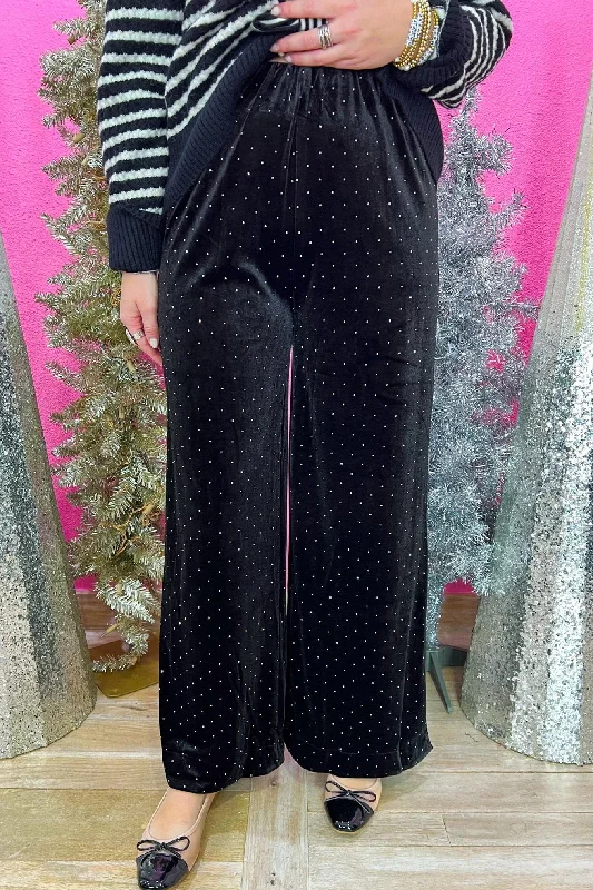 Shine Like Gold Pants - Black Comfortable Wide-Leg Pants
