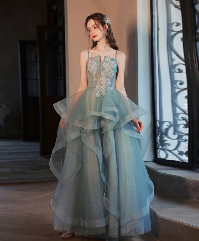 Gray Green Tulle Lace Long Prom Dress, Gray Green Tulle Lace Evening Dress Tunics New arrival Gray Green Tulle Lace Long Prom Dress, Gray Green Tulle Lace Evening Dress Tunics New arrival