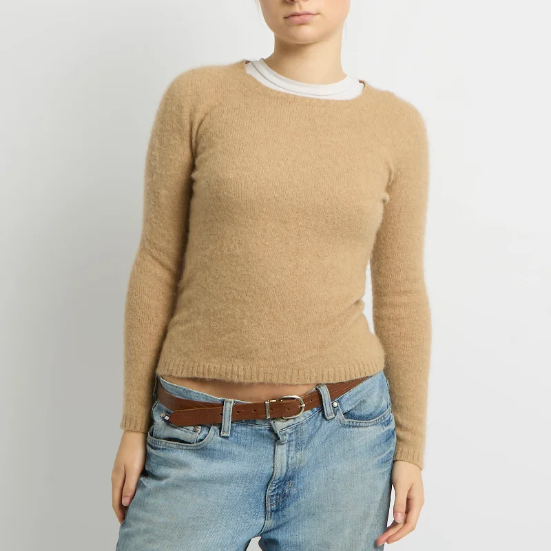 Fine Knit Sweatshirt - UK 8 Hoodie with Hem Fringe Bohemian Relaxed