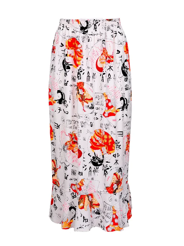 Tianello TENCEL™ Print "Maiko"  Tulip Skirt silk skirt sleek