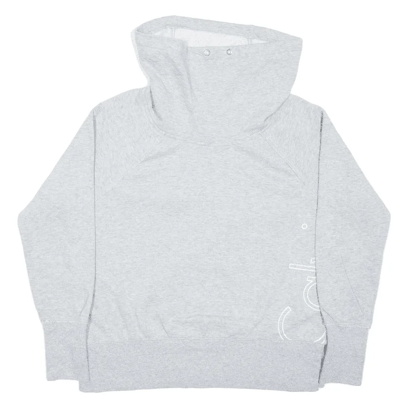 CALVIN KLEIN Performance Sweatshirt Grey High Neck Womens M Hoodie with Sequins Glamorous Eye-catching