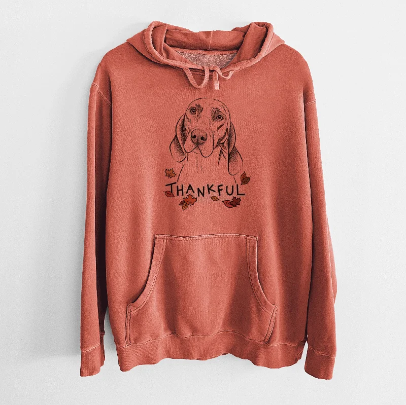 Thankful Norman the Plott Hound - Unisex Pigment Dyed Hoodie Hoodie with Hem Raw Edge Edgy Unfinished