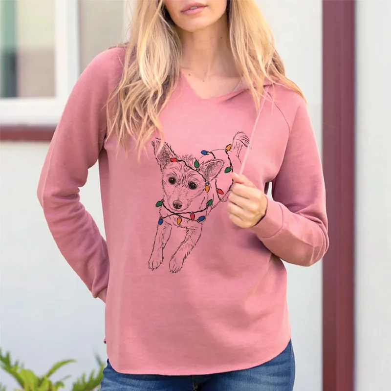 Christmas Lights Maisie the Terrier Mix - Cali Wave Hooded Sweatshirt Hoodie with Mock Neck Collared Structured