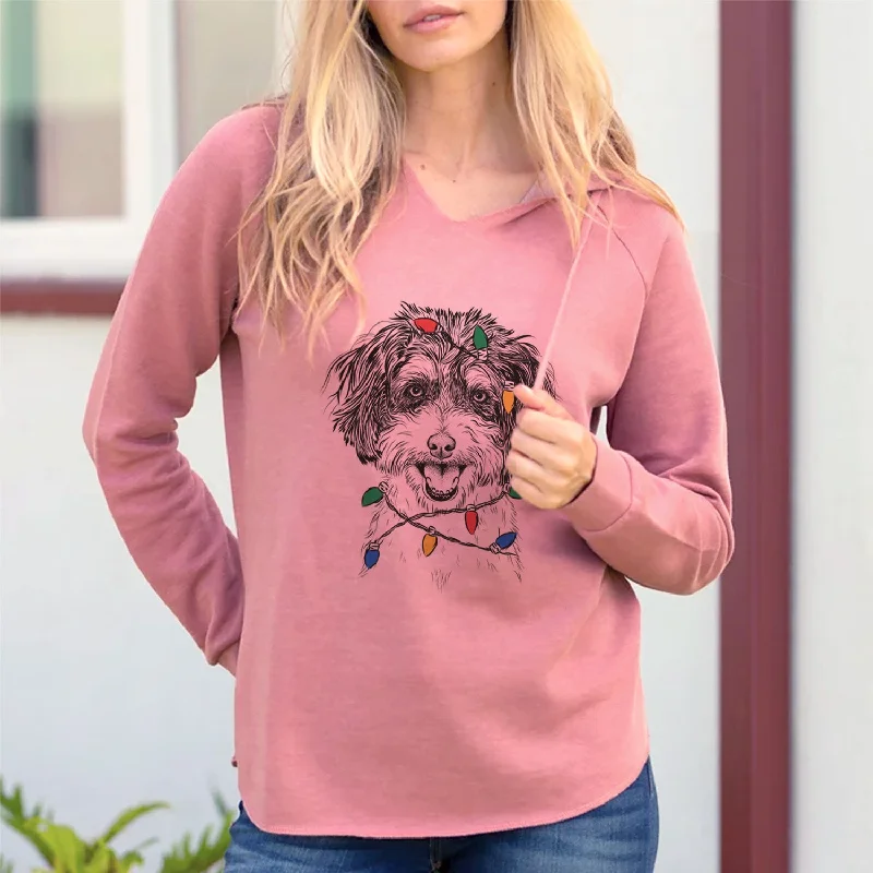 Christmas Lights Carlos the Cavapoo - Cali Wave Hooded Sweatshirt Hoodie with Emblem Brand Identity