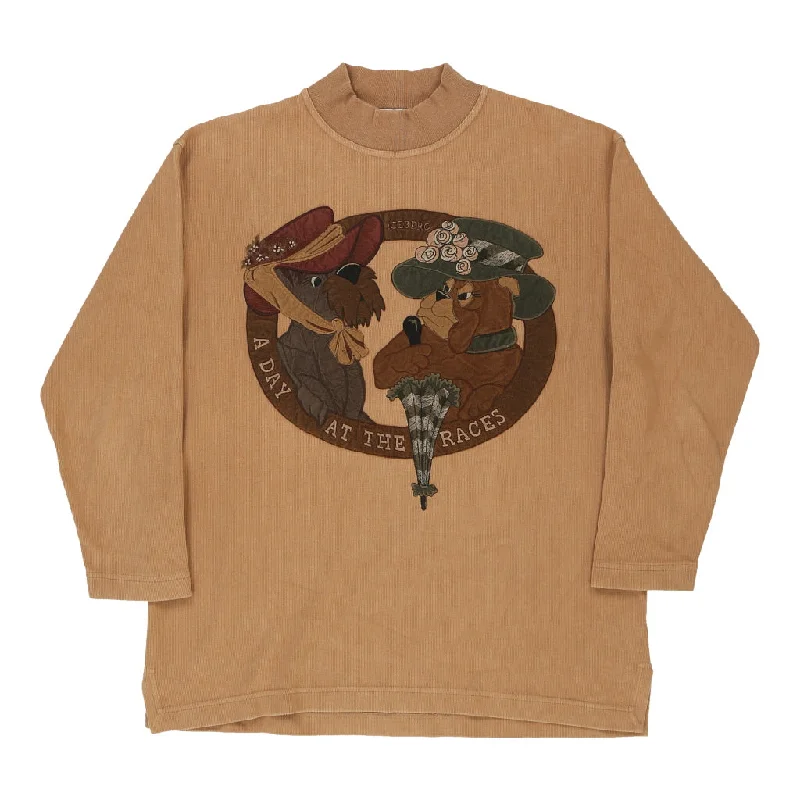 Iceberg Embroidered Sweatshirt - Medium Brown Cotton Hoodie Dress Longline Feminine